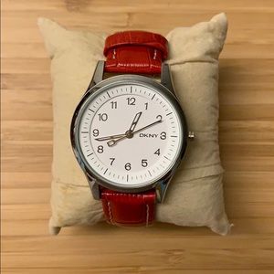 DKNY woman’s watch red leather strap